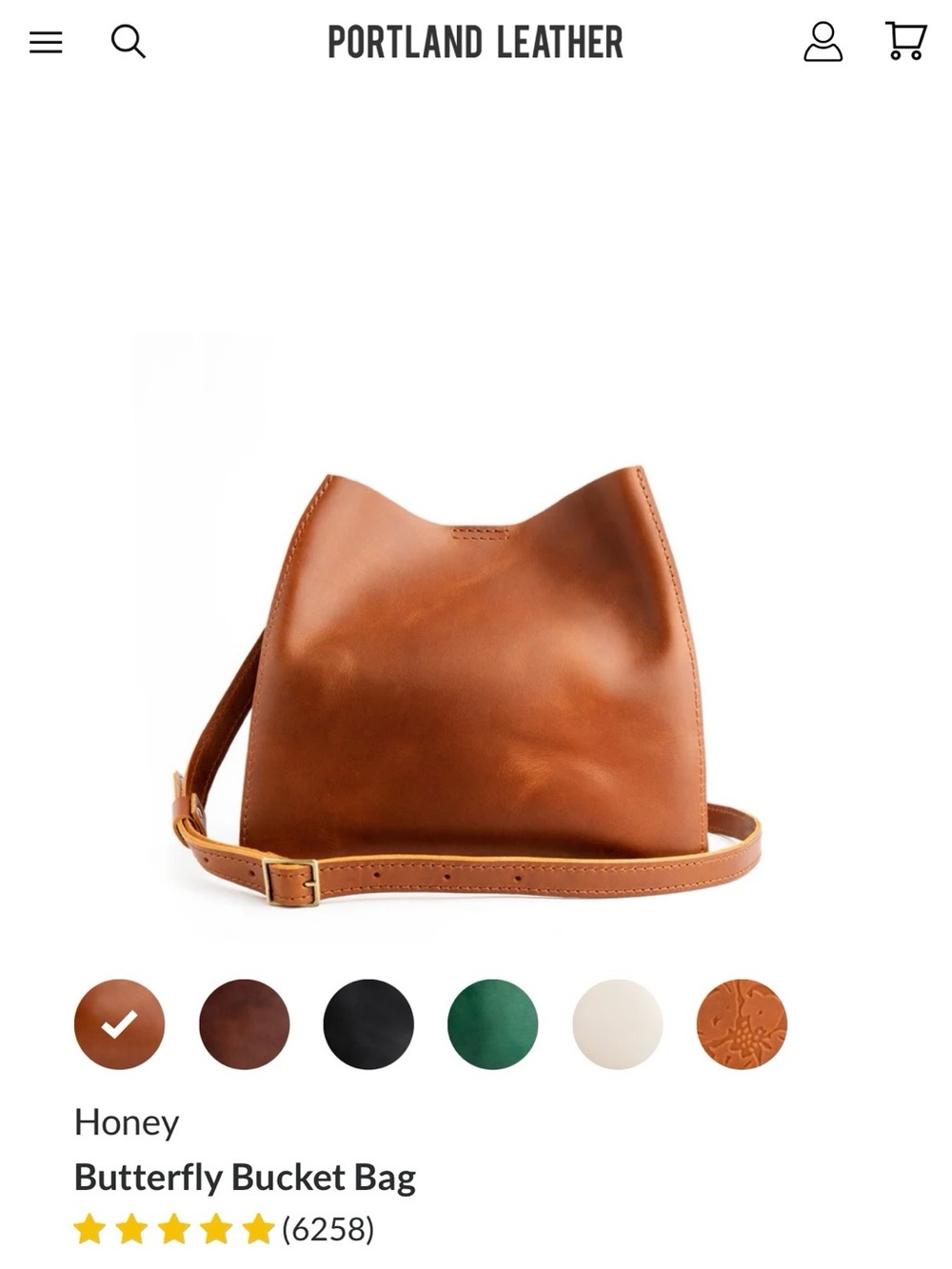 Portland Leather Honey Brown Butterfly Bucket Shoulder Bag - Picture 4 of 10